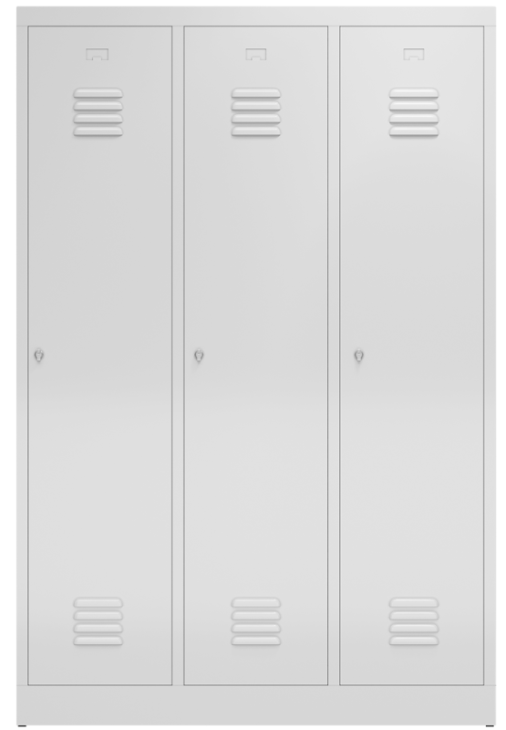 3er Spind mit Schwarz-Weiß-Trennung