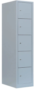 Schliessfach aus Stahl mit 5 Türen : H 1800 x B 415 x T 500 mm (Abteilbreite 400 mm)